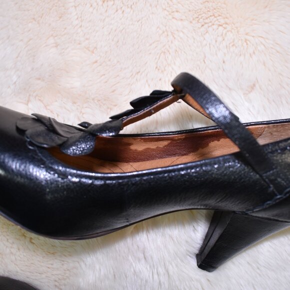 Clarks Indigo Black Leather Mary Jane Heels Size 9 Comfort Dress Shoes - Picture 7 of 13